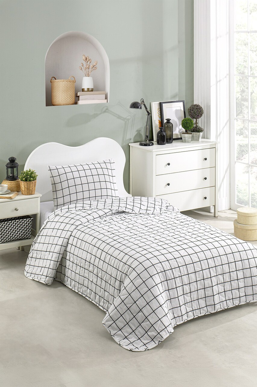 Cuvertura Single 155x200 cm, L'essentiel Maison, Artus, Alb/Negru - imagine 4